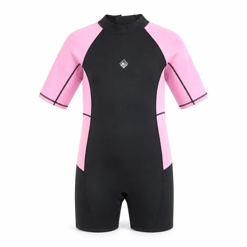 Primark Girls Pink & Black Short Sleeve Wetsuit 13-14 Years Stretch UV Swimwear