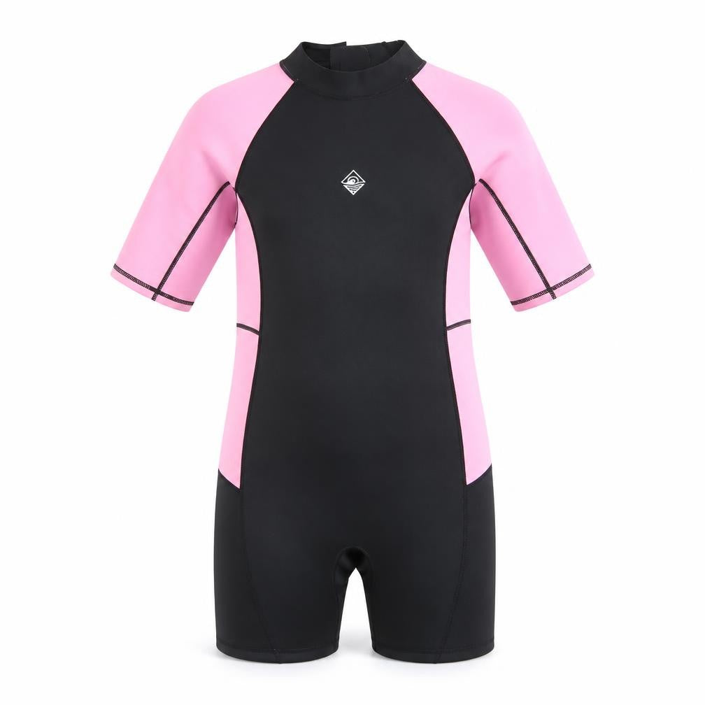 Primark Girls Pink & Black Short Sleeve Wetsuit 13-14 Years Stretch UV Swimwear