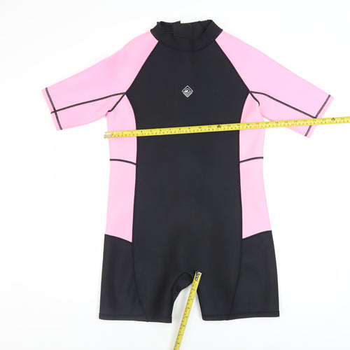 Primark Girls Pink & Black Short Sleeve Wetsuit 13-14 Years Stretch UV Swimwear