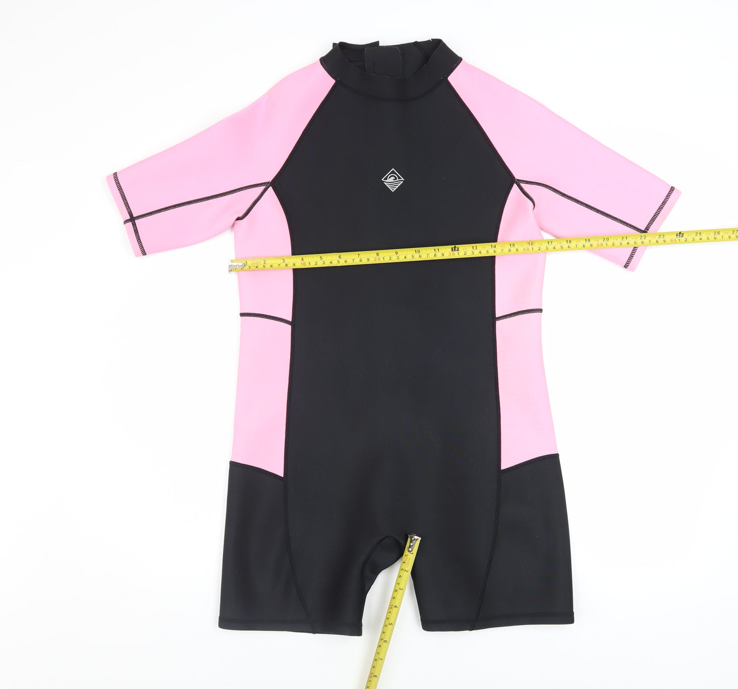 Primark Girls Pink & Black Short Sleeve Wetsuit 13-14 Years Stretch UV Swimwear