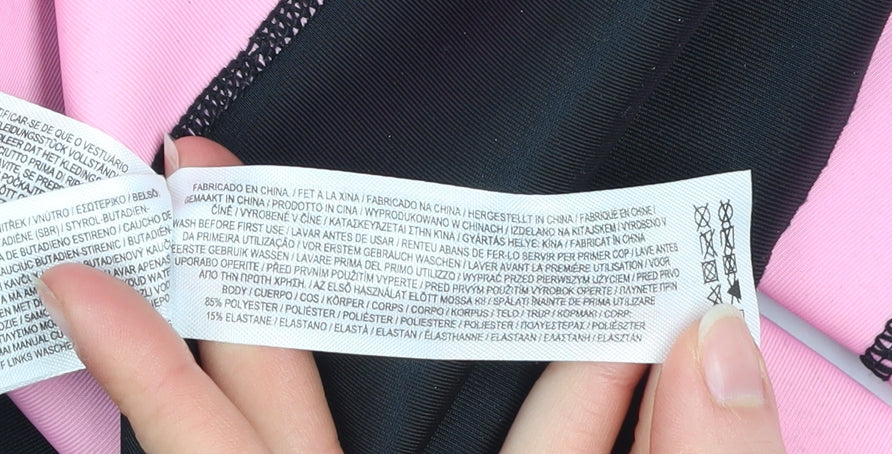 Primark Girls Pink & Black Short Sleeve Wetsuit 13-14 Years Stretch UV Swimwear