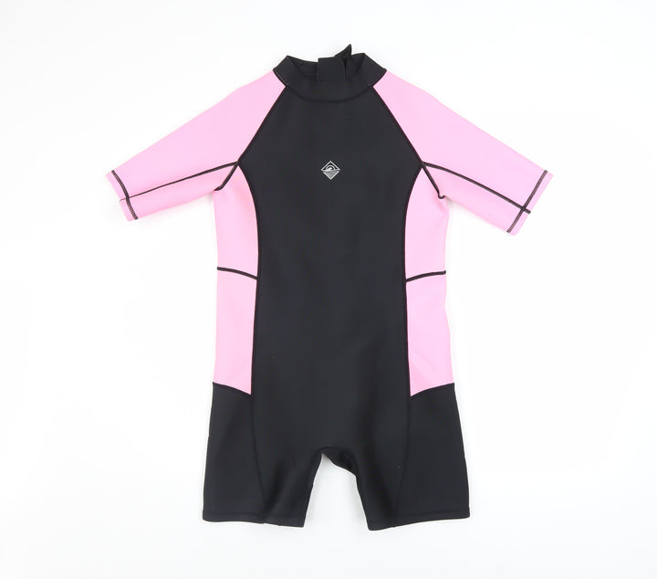 Primark Girls Black Pink Short Sleeve Wetsuit 11-12 Years Quick Dry Stretch