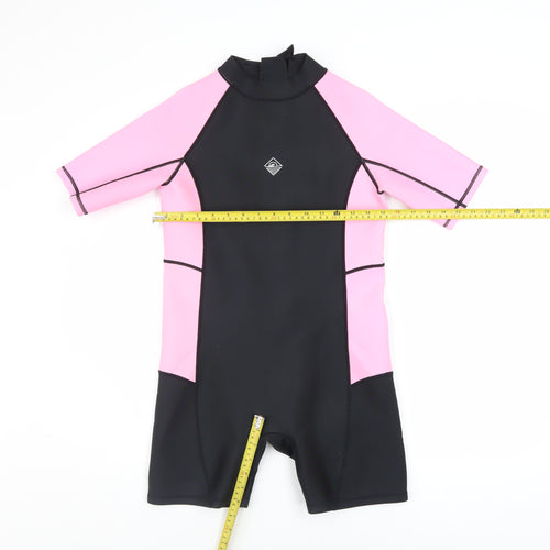 Primark Girls Black Pink Short Sleeve Wetsuit 11-12 Years Quick Dry Stretch