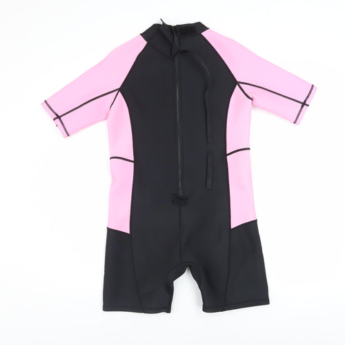 Primark Girls Black Pink Short Sleeve Wetsuit 11-12 Years Quick Dry Stretch