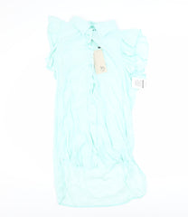 Rowen Avenue Women’s Aqua Blue Ruffle Tunic Blouse M