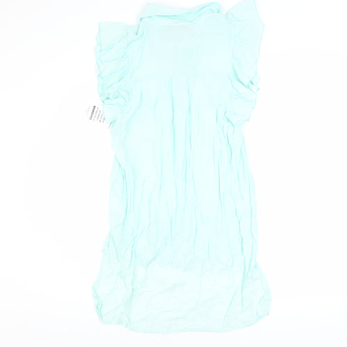 Rowen Avenue Women’s Aqua Blue Ruffle Tunic Blouse M