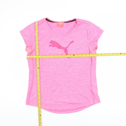 Puma Women’s Pink Short Sleeve V-Neck Active T-Shirt Size 14
