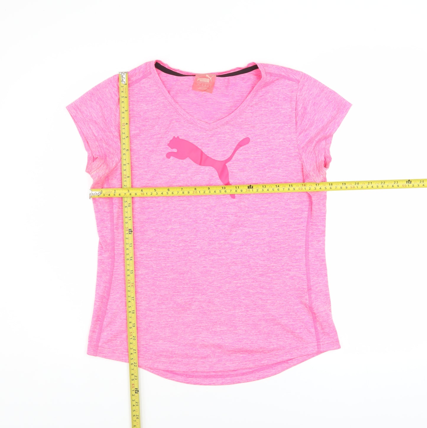 Puma Women’s Pink Short Sleeve V-Neck Active T-Shirt Size 14