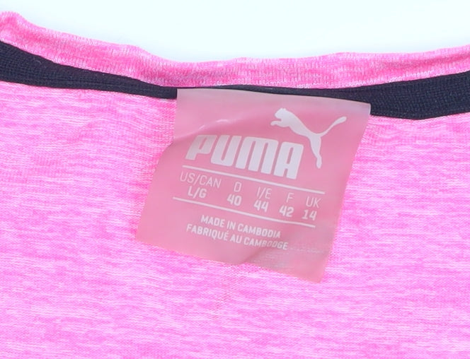 Puma Women’s Pink Short Sleeve V-Neck Active T-Shirt Size 14