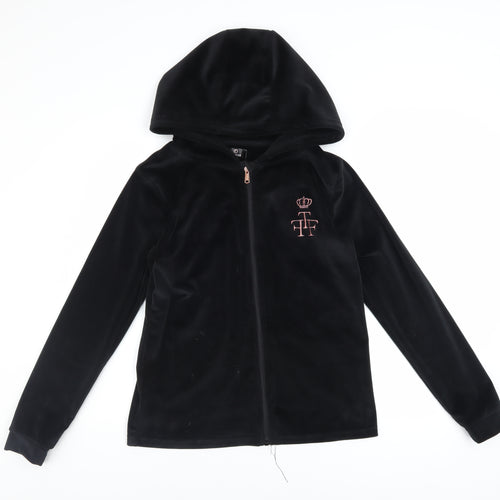 Firetrap Girls Black Full Zip Velvet Hoodie 13 Years