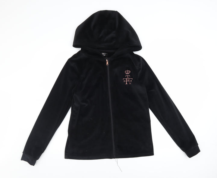 Firetrap Girls Black Full Zip Velvet Hoodie 13 Years