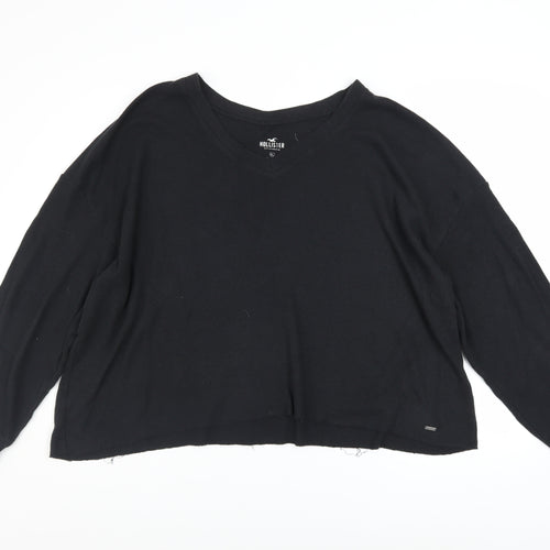 Hollister Women’s Black V-Neck Pullover Sweatshirt XL Cotton Blend