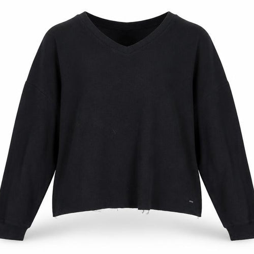 Hollister Women’s Black V-Neck Pullover Sweatshirt XL Cotton Blend