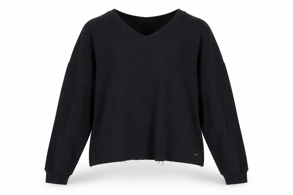 Hollister Women’s Black V-Neck Pullover Sweatshirt XL Cotton Blend