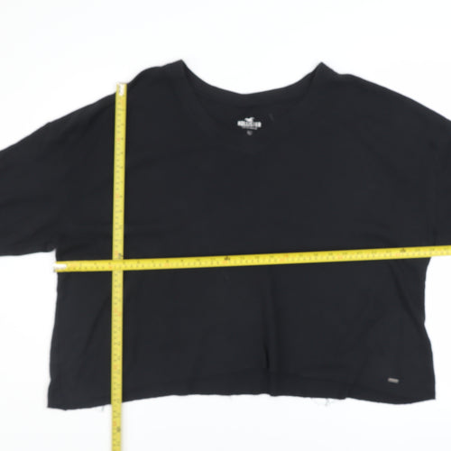 Hollister Women’s Black V-Neck Pullover Sweatshirt XL Cotton Blend