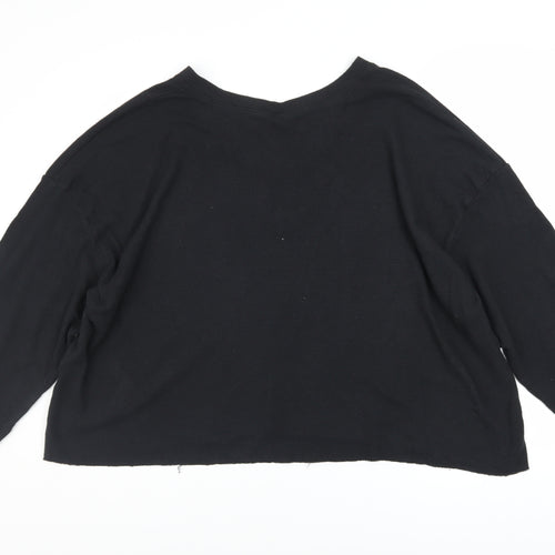Hollister Women’s Black V-Neck Pullover Sweatshirt XL Cotton Blend
