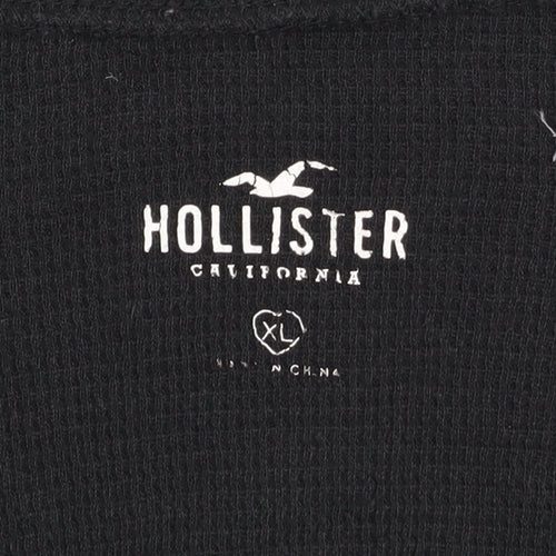 Hollister Women’s Black V-Neck Pullover Sweatshirt XL Cotton Blend