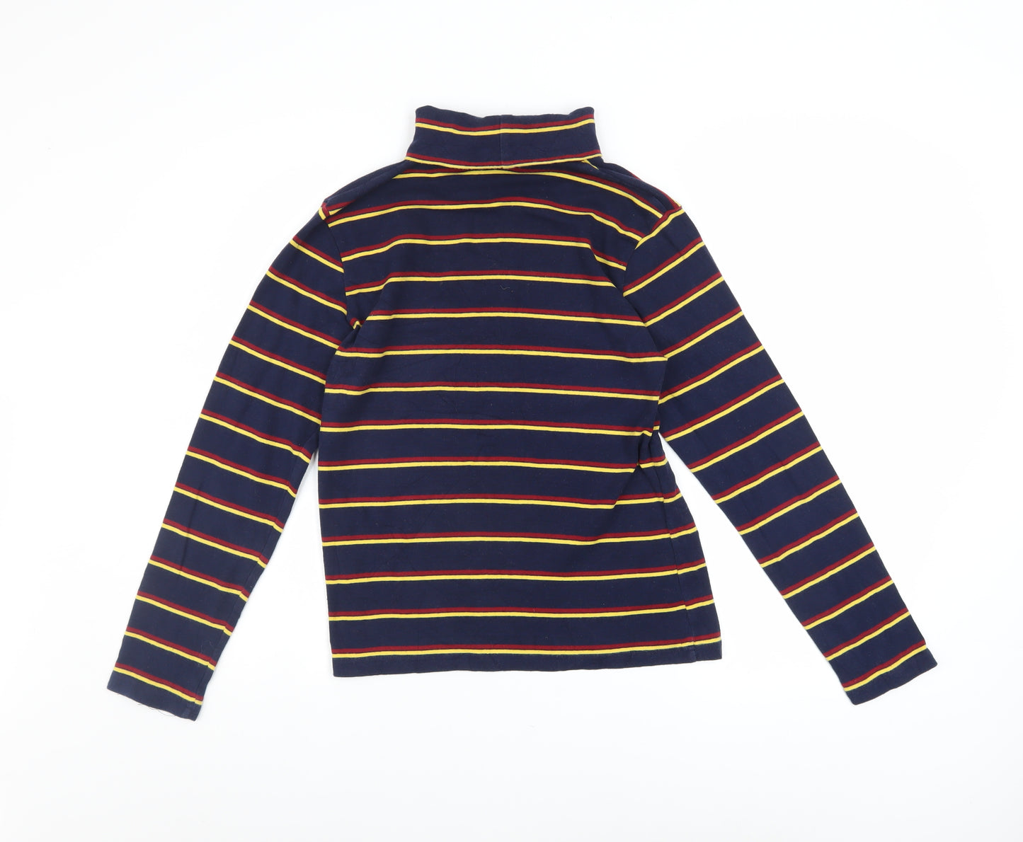 Pop England Women's Blue Striped Roll Neck Long Sleeve Cotton Top Size 4