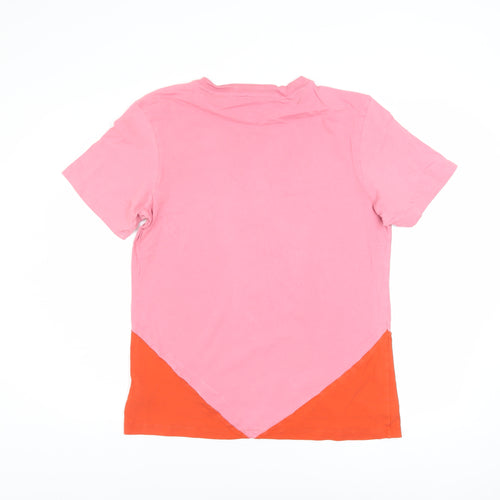 adidas Womens Pink Colourblock Cotton T-Shirt Size 10