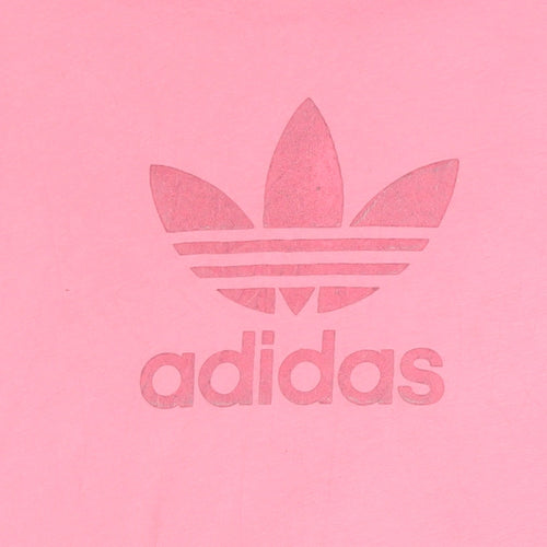 adidas Womens Pink Colourblock Cotton T-Shirt Size 10