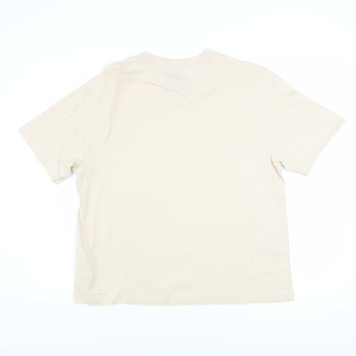 Nike Men Beige Cotton Crew Neck Short Sleeve T-Shirt Size S