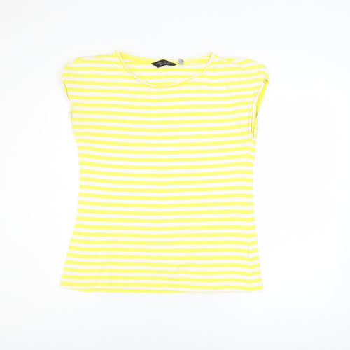 Dorothy Perkins Women’s Yellow Striped Cotton T-Shirt UK Size 10