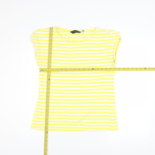 Dorothy Perkins Women’s Yellow Striped Cotton T-Shirt UK Size 10