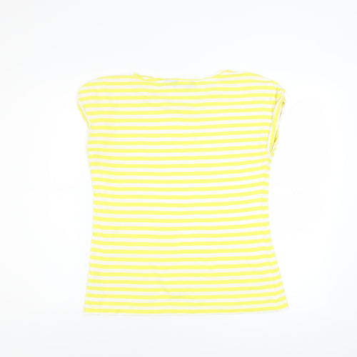 Dorothy Perkins Women’s Yellow Striped Cotton T-Shirt UK Size 10