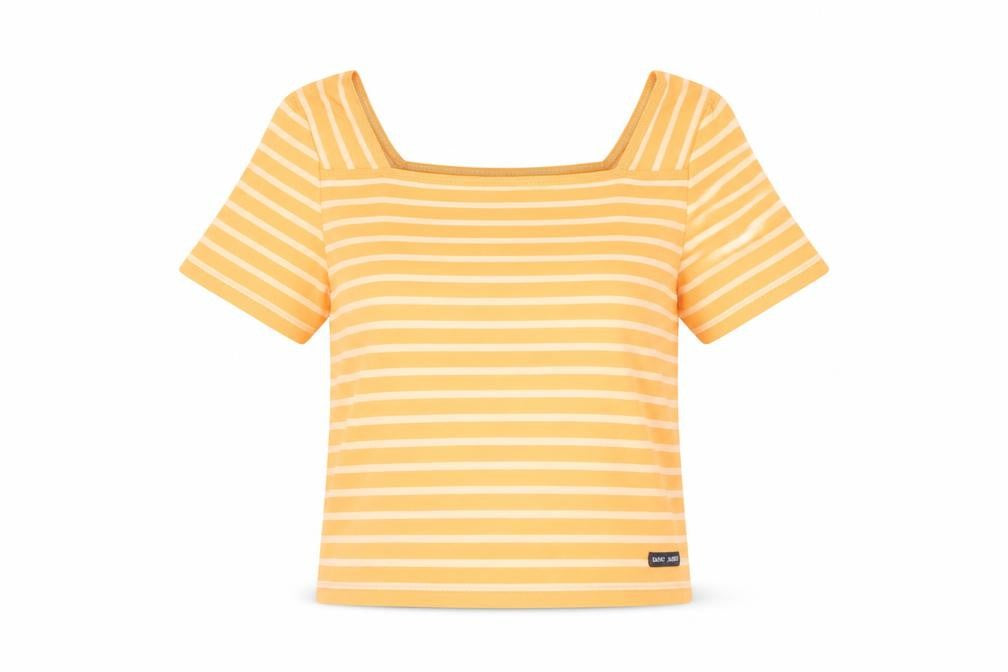 Saint James Women's Orange Striped Square Neck T-Shirt Size 10