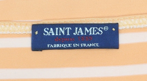 Saint James Women's Orange Striped Square Neck T-Shirt Size 10