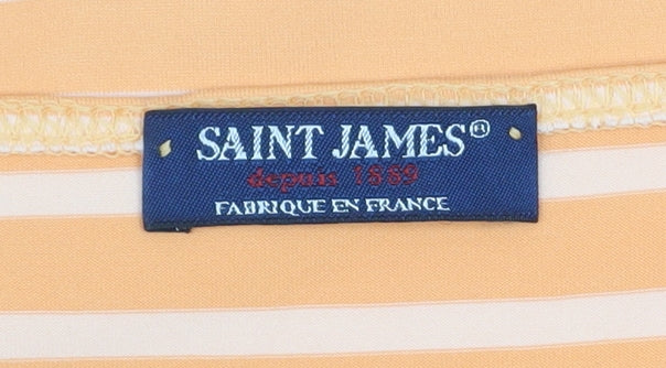 Saint James Women's Orange Striped Square Neck T-Shirt Size 10