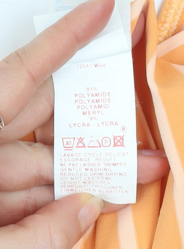 Saint James Women's Orange Striped Square Neck T-Shirt Size 10
