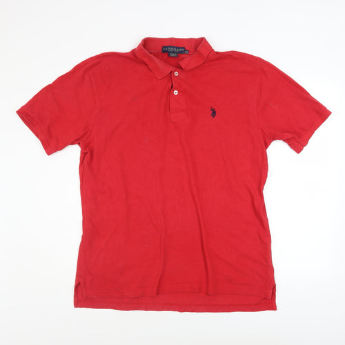 U.S. Polo Assn. Men's Red Cotton Short Sleeve Polo Shirt Size L