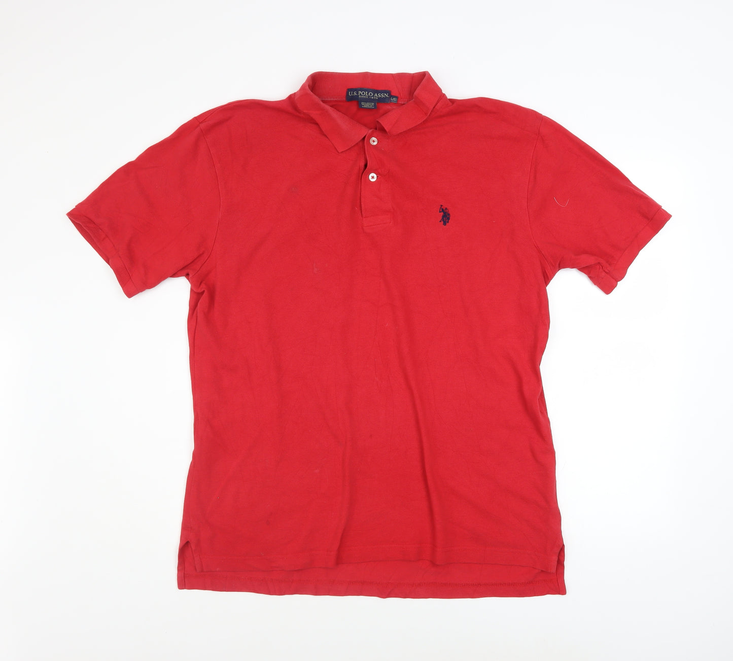 U.S. Polo Assn. Men's Red Cotton Short Sleeve Polo Shirt Size L