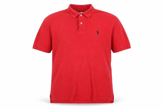 Front view of U.S. Polo Assn. Men's Red Cotton Short Sleeve Polo Shirt, size L