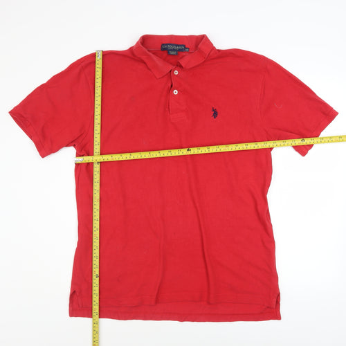 U.S. Polo Assn. Men's Red Cotton Short Sleeve Polo Shirt Size L
