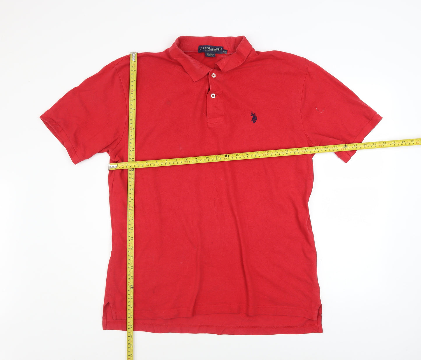U.S. Polo Assn. Men's Red Cotton Short Sleeve Polo Shirt Size L