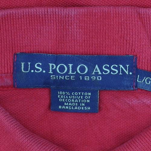 U.S. Polo Assn. Men's Red Cotton Short Sleeve Polo Shirt Size L