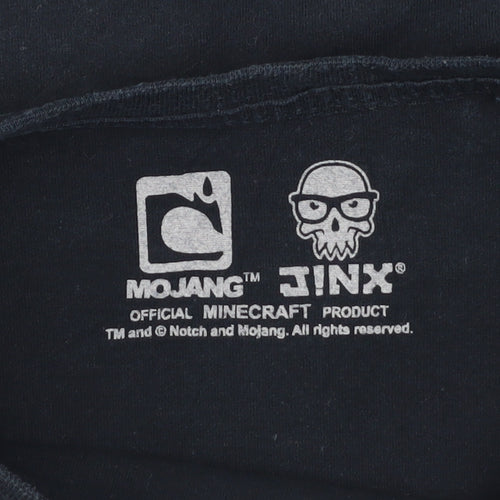 Next Boys Black Long Sleeve Minecraft Creeper Graphic Cotton T-Shirt 12 Years