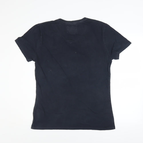 Superdry Men's Navy V-Neck Cotton T-Shirt Large Classic Fit