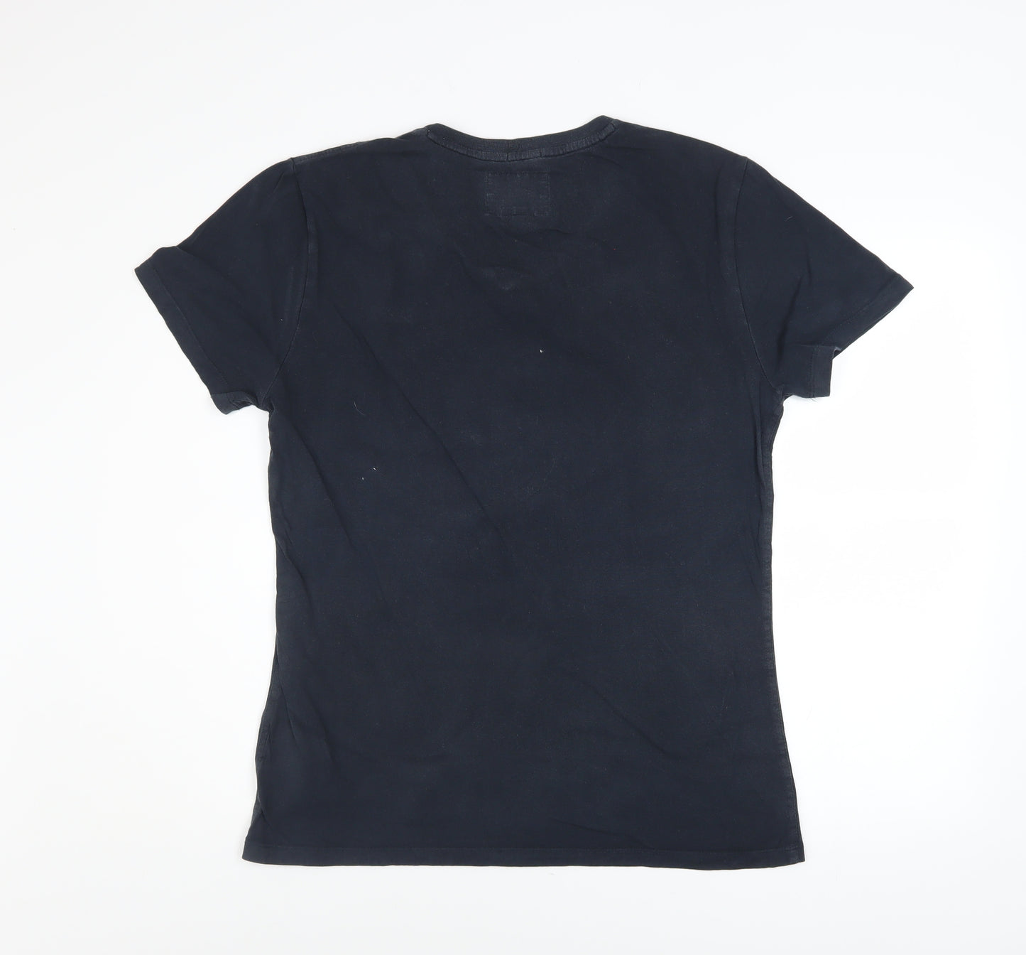 Superdry Men's Navy V-Neck Cotton T-Shirt Large Classic Fit