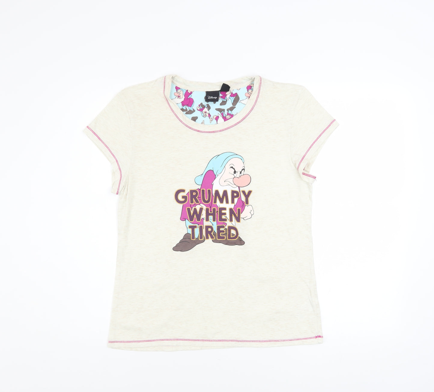 Disney Women's Beige Grumpy Pyjama Top T-Shirt Style Size 10-12