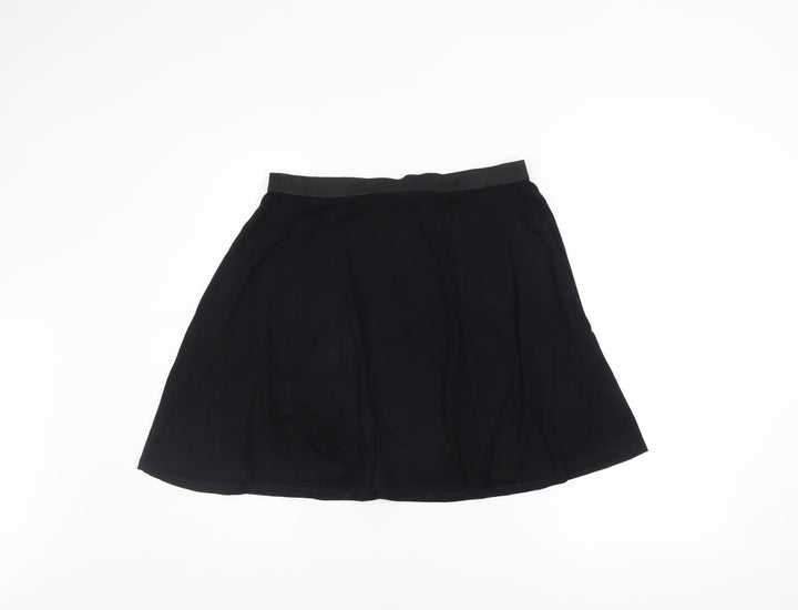 ASOS DESIGN Women Black A-Line Jersey Stretch Skirt Size 16