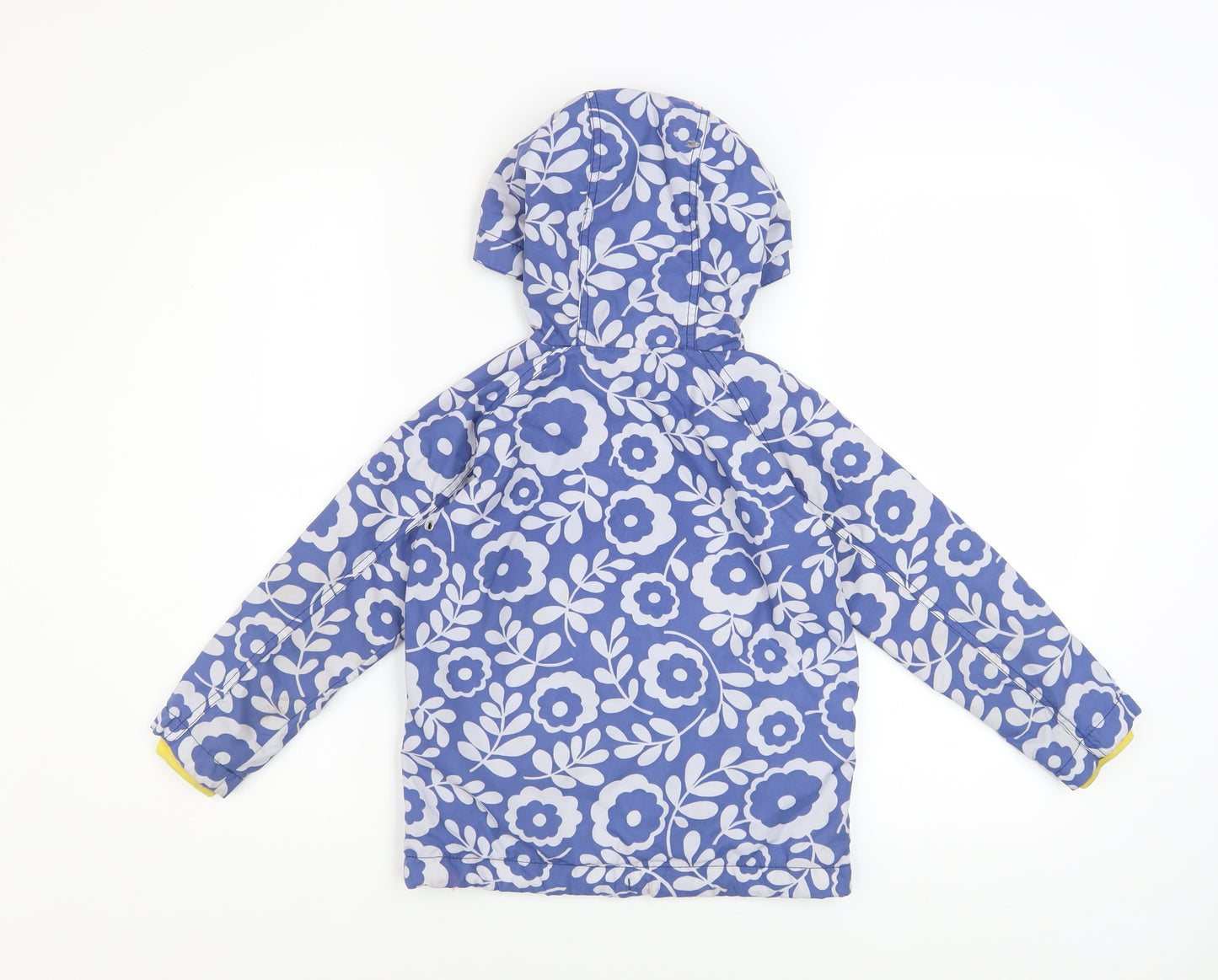 Mini Boden Girls Blue Floral Hooded Rain Coat Jacket 4-5 Years