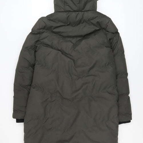 AX Paris Women's Green Long Puffer Coat Hooded Size 10