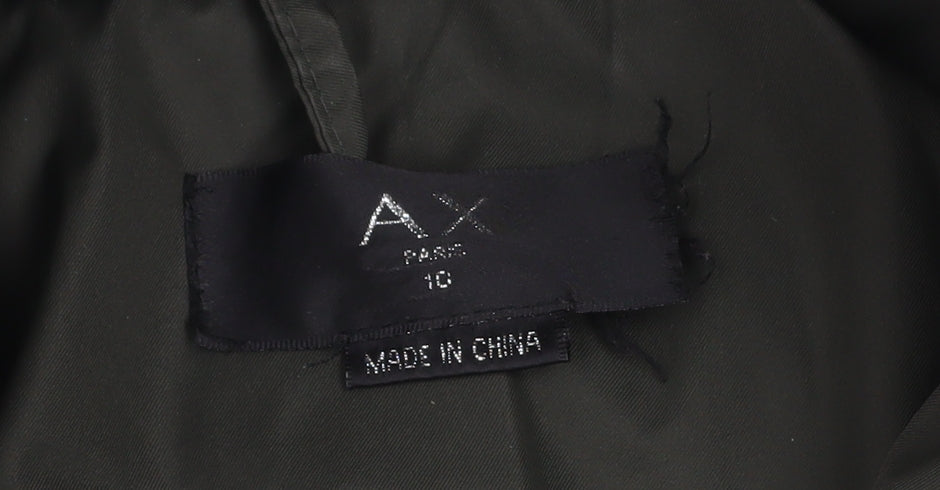 AX Paris Women's Green Long Puffer Coat Hooded Size 10