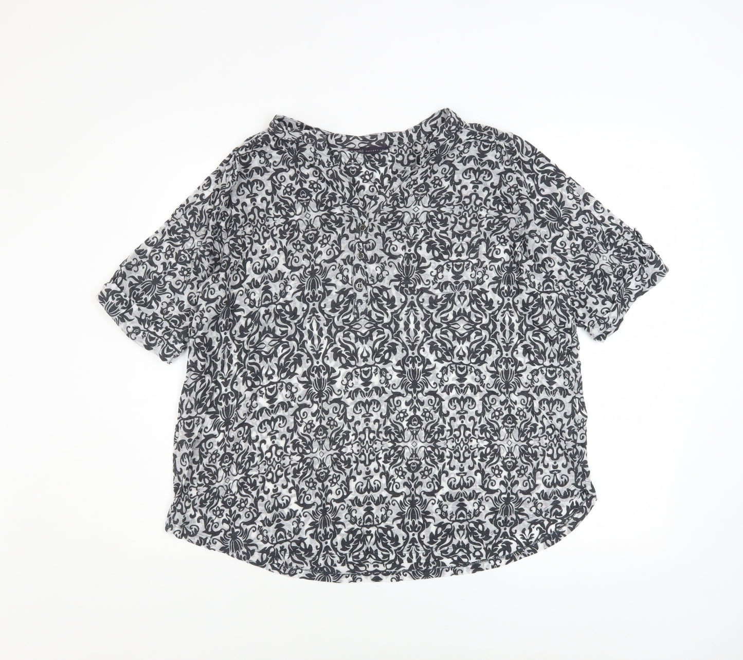 Marks and Spencer Women’s Grey Patterned Short Sleeve Blouse Size 18