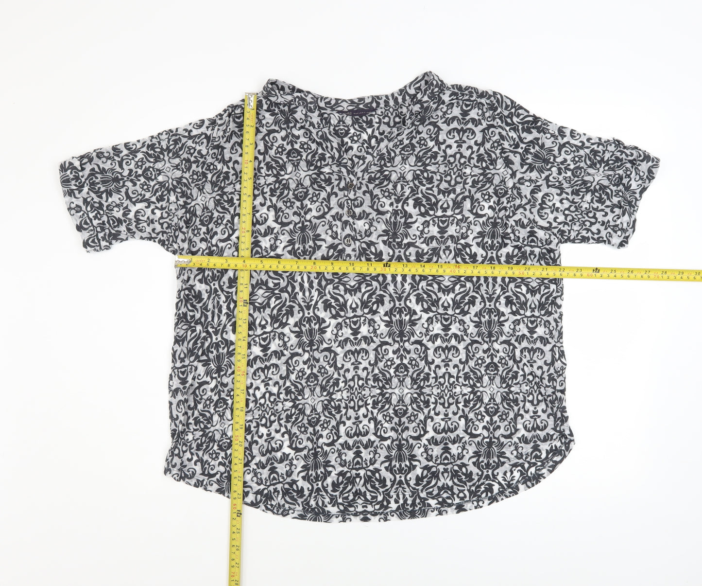 Marks and Spencer Women’s Grey Patterned Short Sleeve Blouse Size 18