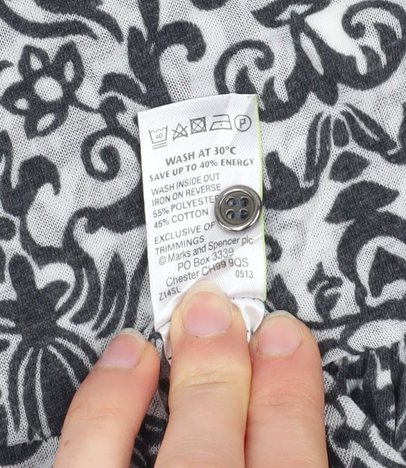 Marks and Spencer Women’s Grey Patterned Short Sleeve Blouse Size 18