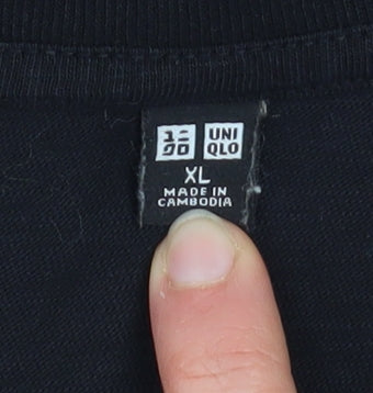 Uniqlo Women's Black XL Basic Cotton Crew Neck T-Shirt